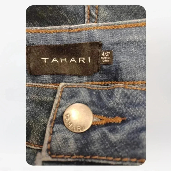 Tahari Evelyn Distressed Patchwork High Rise Skinny Jeans  Size 4/27 - Picture 14 of 16